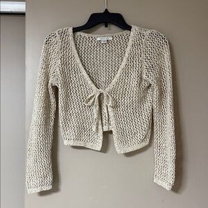American Eagle Outfitters Beige Open-Knit Sweater